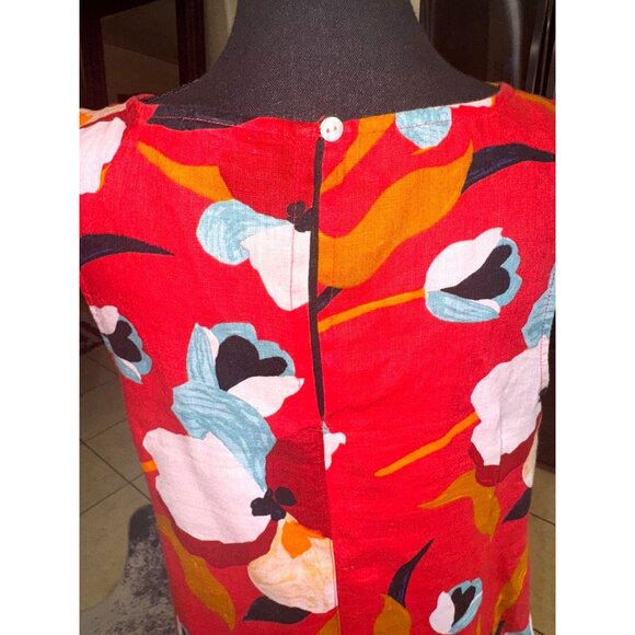 Sigrid Olsen Red Floral Sleeveless Linen Dress M Sustainable Travel Resort - Picture 5 of 10